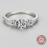 925 Sterling Silver Round 3 Stone CZ Ring