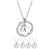 Stainless Steel Heart/Circle Initial Necklace - 27 Options