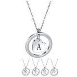 Stainless Steel Heart/Circle Initial Necklace - 27 Options