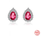 925 Sterling Silver Pear Crystal Earrings - 3 Colours