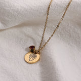 Stainless Steel Birth Flower Birthstone Necklace - 3 Colours - 12 Options