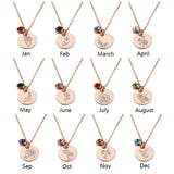Stainless Steel Birth Flower Birthstone Necklace - 3 Colours - 12 Options