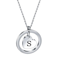 Stainless Steel Heart/Circle Initial Necklace - 27 Options