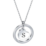Stainless Steel Heart/Circle Initial Necklace - 27 Options