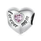 925 Sterling Silver Family Heart Cubic Zirconia Charm - 6 Options