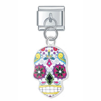Stainless Steel Candy Skull Italian Charm - 12 Options