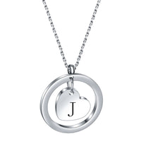 Stainless Steel Heart/Circle Initial Necklace - 27 Options
