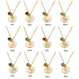 Stainless Steel Birth Flower Birthstone Necklace - 3 Colours - 12 Options