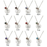 Stainless Steel Birth Flower Birthstone Necklace - 3 Colours - 12 Options