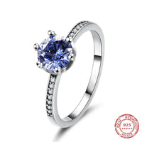 925 Sterling Silver Cornflower Blue CZ Solitaire Ring