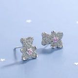 925 Silver Crystal Bear Stud Earrings