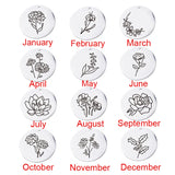 Stainless Steel Birth Flower Birthstone Necklace - 3 Colours - 12 Options