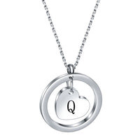 Stainless Steel Heart/Circle Initial Necklace - 27 Options