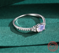 925 Sterling Silver Pink Moon Stone Ring