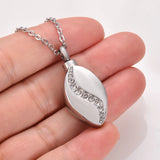 Stainless Steel CZ Tear Drop Urn Necklace