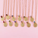 Stainless Steel Birth Flower Birthstone Necklace - 3 Colours - 12 Options
