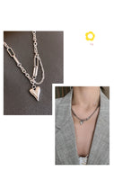 Stainless Steel Mixed Link Heart Necklace - 2 Options