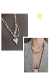 Stainless Steel Mixed Link Heart Necklace - 2 Options