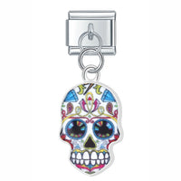 Stainless Steel Candy Skull Italian Charm - 12 Options