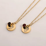 Stainless Steel Birth Flower Birthstone Necklace - 3 Colours - 12 Options