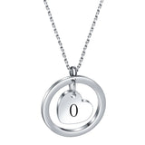 Stainless Steel Heart/Circle Initial Necklace - 27 Options