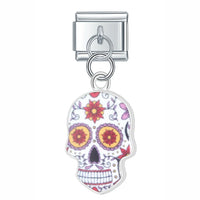 Stainless Steel Candy Skull Italian Charm - 12 Options