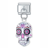 Stainless Steel Candy Skull Italian Charm - 12 Options