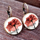 Red Poppy Flower Hanging Earrings - 28 Designs