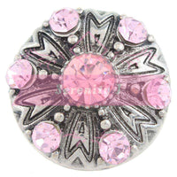 Antique Flower Crystal Snap Charm - 5 Colours