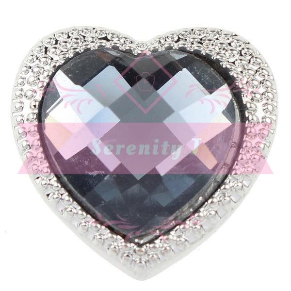 Grey Faceted Heart Snap Charm