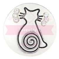 Cat Outline with Crystal Whiskers Snap Charm