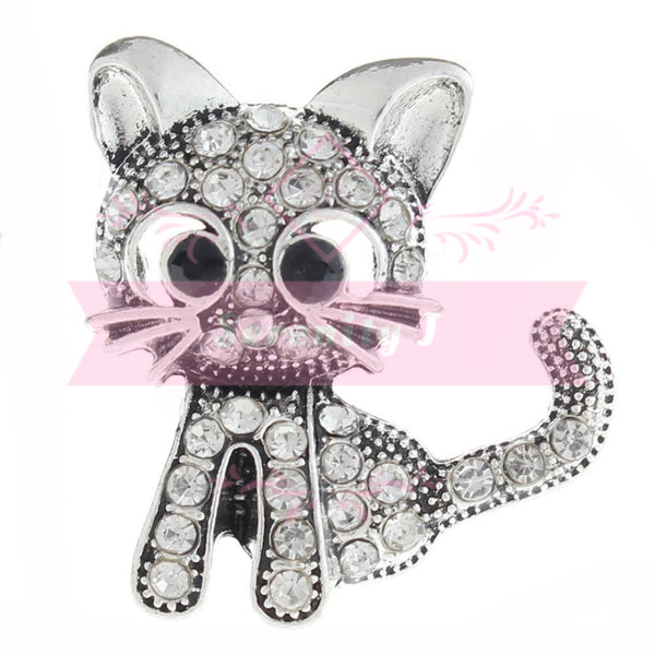 Antique Design Crystal Cat Snap Charm