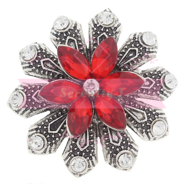 Red Crystal Flower Antique Snap Charm