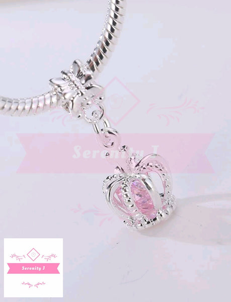 Crown with Pink Crystal Fashion Hanging Charm