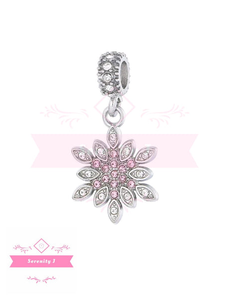 Clear and Pink Crystal Flower Fashion Hanging Charm