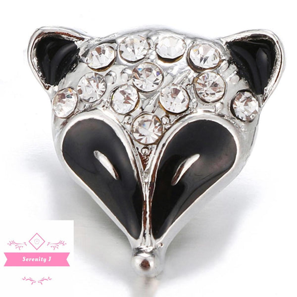 Black Enamel Fox Snap Charm