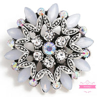 Layered Flower Clear Crystal Snap Charm