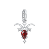 925 Sterling Silver Star Zodiac Sign CZ Hanging Charm - 12 Options