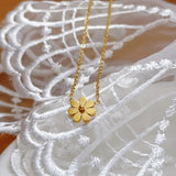 Stainless Steel Solid Daisy Necklace - 3 Colours
