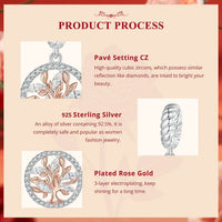925 Sterling Silver Rose Gold Accent Tree of Life Hanging Charm
