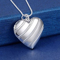 925 Sterling Silver Photo Heart Pendant - 6 Chain Lengths