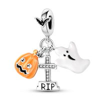 925 Sterling Silver RIP Pumpkin/Ghost Charm