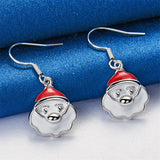 925 Sterling Silver Cute Santa Hanging Earrings