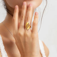 Stainless Steel Ethnic Patterned Ring - 2 Colours