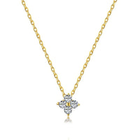 Stainless Steel 4 Leaf CZ Necklace - 2 Colours - 2 Designs