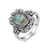 925 Sterling Silver Natural Labradorite Ring - 27 Options