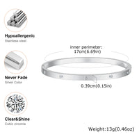 Stainless Steel Cubic Zirconia Classic CZ Bangle - 5 Options