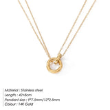 Stainless Steel Smooth Circle Double Chain Necklace - 3 Options