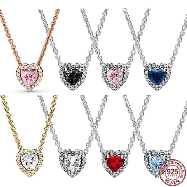 925 Sterling Silver Classic Heart Necklace - 8 Colours