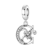 925 Sterling Silver CZ Butterfly/Letter Hanging Charm